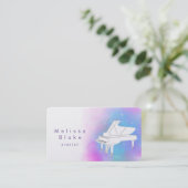 Carte De Visite aquarelle violette piano blanc (Debout devant)