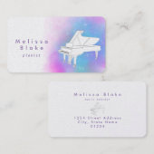Carte De Visite aquarelle violette piano blanc (Devant / Derrière)