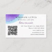 Carte De Visite Aquarelle violette Professional Code QR moderne (Dos)
