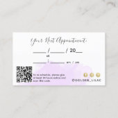 Carte De Visite Aquarelle violette & Salon à ongles doré Rendez-vo (Dos)