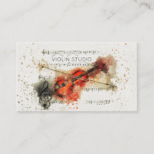 Carte de visite aquarelle violon