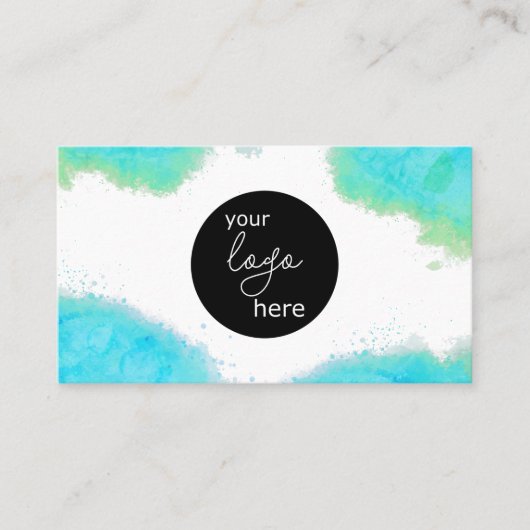 Carte De Visite Aquarelle Vive Aqua Logo personnalisé Code QR (Devant)