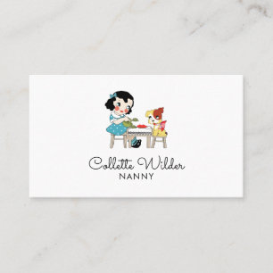 Carte De Visite Aquarelle Whimsical Nanny chien enfant