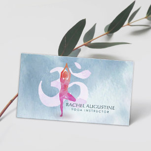Carte De Visite Aquarelle Yoga Méditation Instructeur Om Symbole