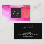 Carte De Visite Aquarelles Abstraites rose/rouge cool (Devant / Derrière)