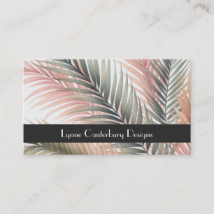 Carte De Visite Aquarelles de feuilles de palmiers tropicaux 
