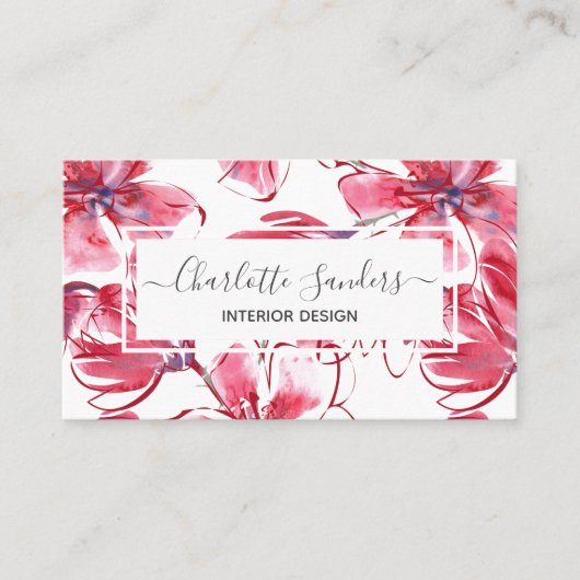 Carte De Visite Aquarelles de fleurs de Magnolia (Devant)