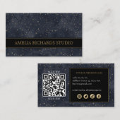 Carte De Visite Aquarelles Gold Stars Code QR Motif (Devant / Derrière)