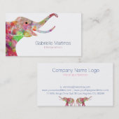 Carte De Visite Aquarelles Illustration d'éléphant floral (Devant / Derrière)