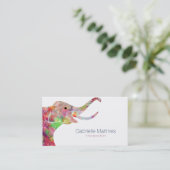 Carte De Visite Aquarelles Illustration d'éléphant floral (Debout devant)