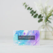 Carte De Visite Aquarelles modernes Arrière - plan pourpre & bleu (Debout devant)