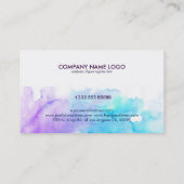 Carte De Visite Aquarelles modernes Arrière - plan pourpre & bleu (Dos)