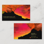 Carte De Visite Aquarelles orange intense sur noir (Devant / Derrière)