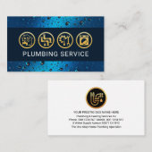 Carte De Visite Aquarelles Outils de plomberie Or (Devant / Derrière)