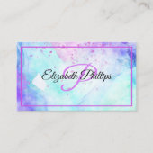 Carte De Visite Aquarelles Pastel Bleu Avec Lettre Monogramme (Devant)