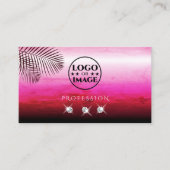 Carte De Visite Aquarelles rose flashy Palm Feuille Diamonds Logo (Devant)