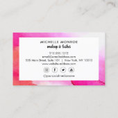 Carte De Visite Aquarelles roses en gras Extensions de texte perso (Dos)