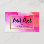 Carte De Visite Aquarelles roses en gras Extensions de texte perso (Devant)