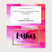 Carte De Visite Aquarelles roses en gras Lash Extensions (Extérieur déplié)