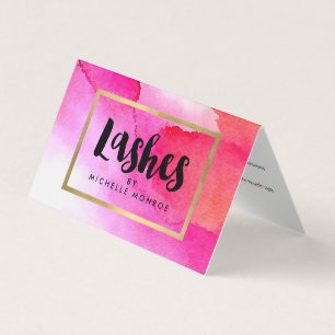 Carte De Visite Aquarelles roses en gras Lash Extensions