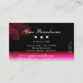 Carte De Visite Aquarelles roses Palm Feuille Diamants et Initiale (Dos)