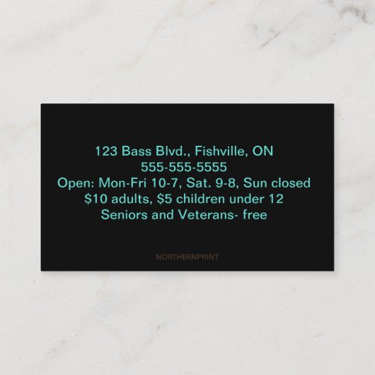 Carte De Visite Aquarium modifiable (Dos)