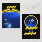 Carte De Visite AQUARIUS GOLD JEWEL SAPPHIRE MONOGRAMME bleu noir (Devant / Derrière)