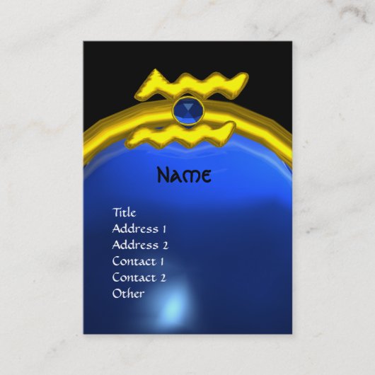 Carte De Visite AQUARIUS GOLD JEWEL SAPPHIRE MONOGRAMME bleu noir (Devant)
