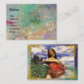 Carte De Visite AQUARIUS, turquoise, bleu, vert, jaune étincelle d (Devant / Derrière)