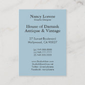 Carte De Visite Arabesque victorien, DAME CIARA - bleu et blanc (Dos)