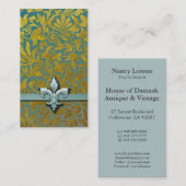 Carte De Visite Arabesque victorien, NOBLESSE - Aqua et or (Devant / Derrière)