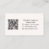 Carte De Visite Arbalète rose fleurs beige crème qr code (Dos)