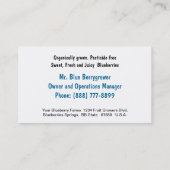 Carte De Visite Arboriculteurs de myrtille (Dos)