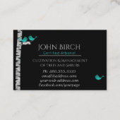 Carte De Visite Arboriste bleu d'oiseaux d'arbres de docteur (Dos)