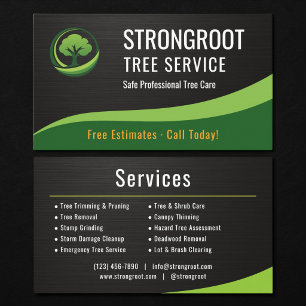 Carte De Visite Arboriste Service d'arbre Métallique
