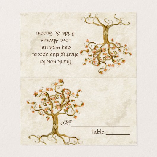 Carte De Visite Arbre à branches Racines Parchemin antique Numéro (Extérieur déplié)