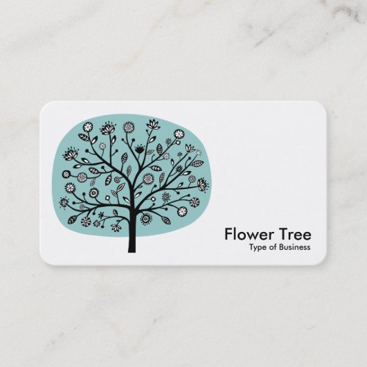 Carte De Visite Arbre à fleurs - Bleu clair Vert (Devant)