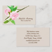 Carte De Visite Arbre à fleurs rose Aquarelle Botanique (Devant / Derrière)