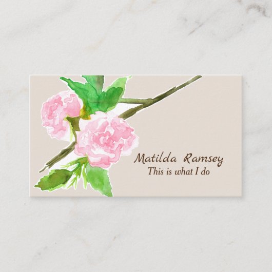 Carte De Visite Arbre à fleurs rose Aquarelle Botanique (Devant)
