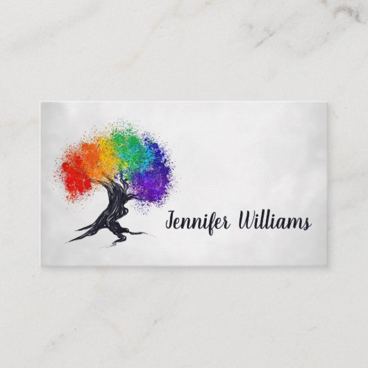 Carte De Visite Arbre Abstrait de splatter couleur encre (Devant)