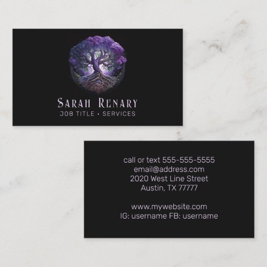 Carte De Visite Arbre Améthyste (Devant / Derrière)