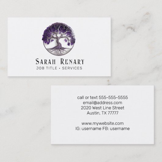 Carte De Visite Arbre Améthyste (Devant / Derrière)