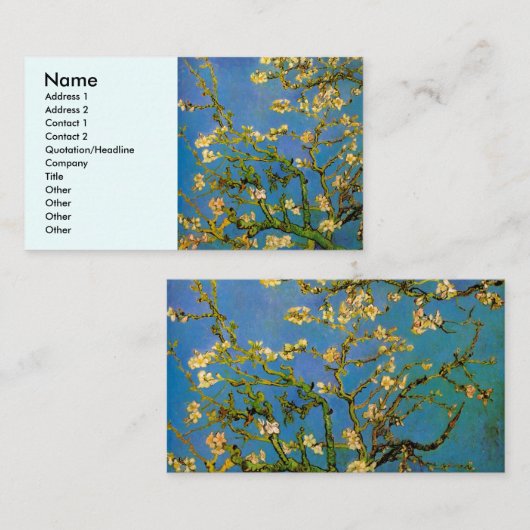 Carte De Visite Arbre aux amandes en fleurs par Vincent van Gogh (Devant / Derrière)