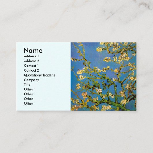 Carte De Visite Arbre aux amandes en fleurs par Vincent van Gogh (Devant)