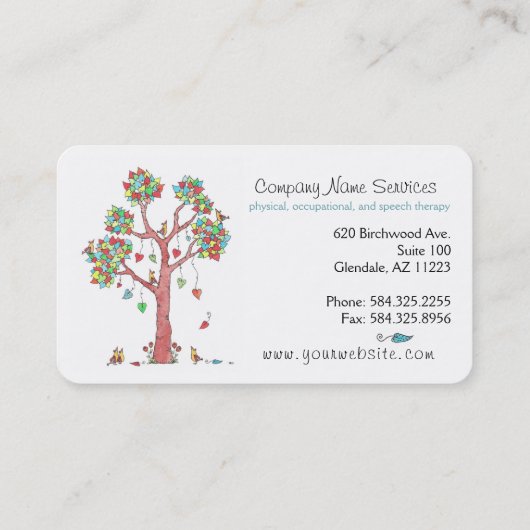 Carte De Visite Arbre cardiaque adorable avec oiseaux (Dos)