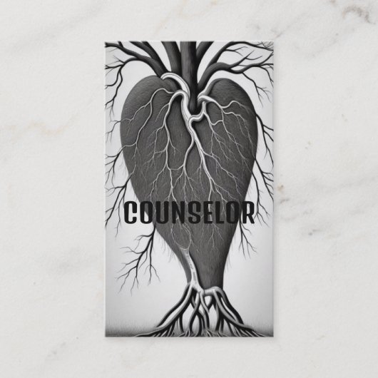 Carte De Visite Arbre cardiaque du conseiller avec racines (Devant)