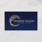 Carte De Visite Arbre circulaire doré avec feuilles perles (Devant)