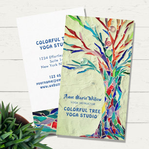 Carte De Visite Arbre coloré Yoga Studio Vert