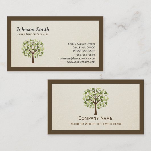 Carte De Visite Arbre de Coeurs Classique - Simple Propre Style (Devant / Derrière)