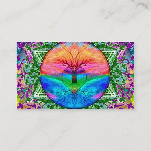 Carte De Visite Arbre de la vie apaisant dans des couleurs (Devant)